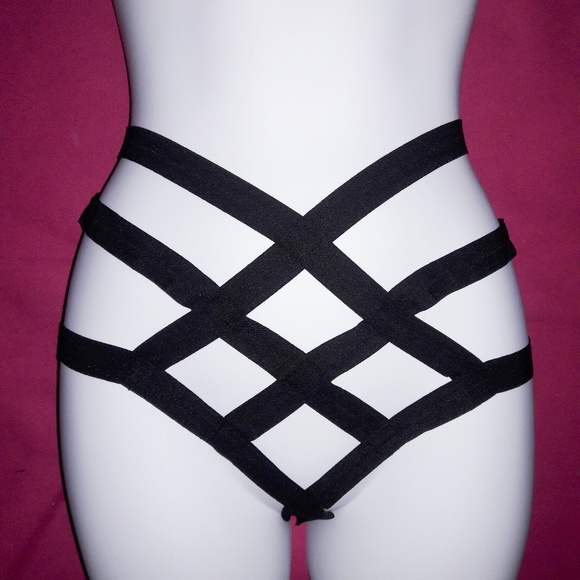 Black Sexy Strappy & Stretchy Body Harness Panty - Picture 6 of 7